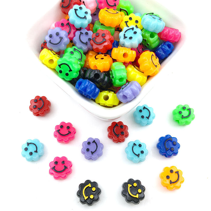 Wholesale 100PCS/Pack Star Heart Smiley Acrylic Beads 1CM Bracelet Accessories